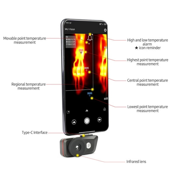 Cámara térmica de teléfono inteligente para Android USB-C Mini cámara  termográfica infrarroja yeacher Dispositivo de imagen