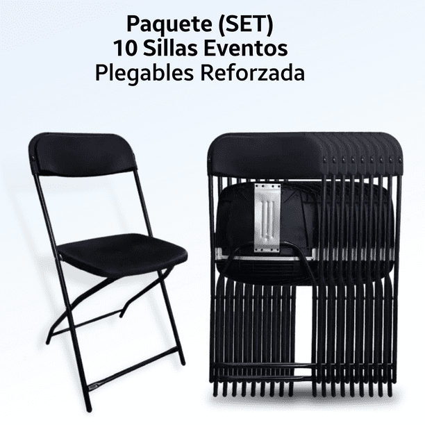 Kit 10 Sillas Plegables Reforzadas Plastico Calibre .18 para