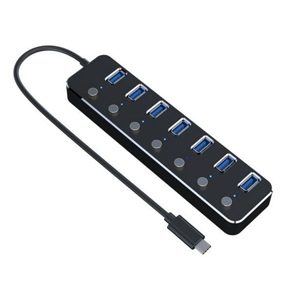 usb 30 hub 7port usb hub usb adapter with individual onoff led switch usb hub 30 for dell hp macbook air surface pro asus acer xbox console printer flash drive hdd 4ft12 m cable zhivalor czdzst116
