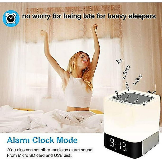 Reloj Despertador,luz Nocturna Altavoces Bluetooth Y Lampara