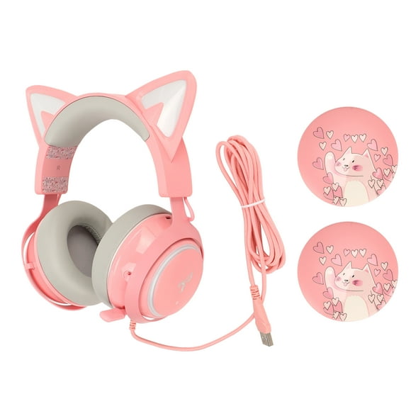 somic gaming headphones cat ear pc gaming headphones 71usb luminoso con micrófono retráctil rosa