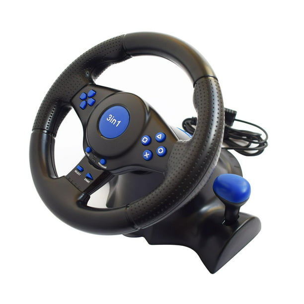 Simulador de conducción de PC, volante USB para juegos de automóvil, freno  de mano + pedal de embrague ángulo ajustable, PC compatible/portátil, negro