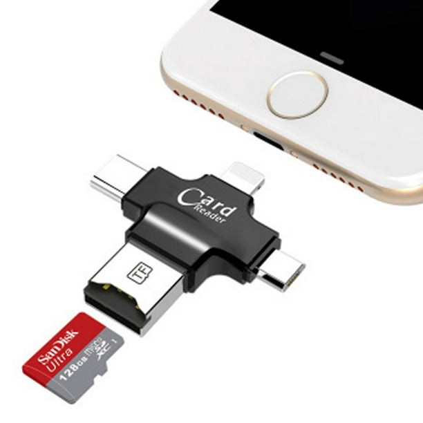 Lector de tarjetas SD para iPhone/iPad, adaptador de lector de visor SD,  lector de tarjetas micro SD de memoria USB para iPhone, Mac y PC, lector de