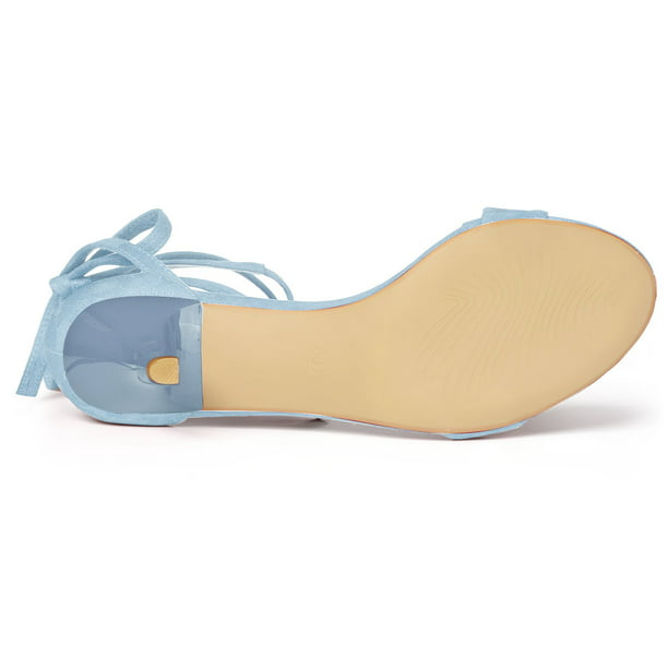  KANGDILE Zapatos de tacón de cuña de encaje para mujer,  sandalias de verano, plataforma de fiesta, zapatos de tacón alto para mujer  (color azul cielo, talla de zapato: 39) : Ropa