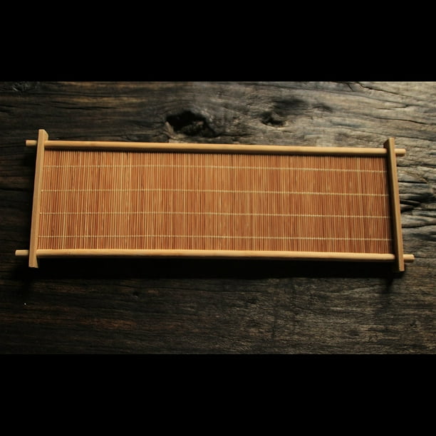 Bandeja Rectangular de madera de bambú para té, bandeja sólida