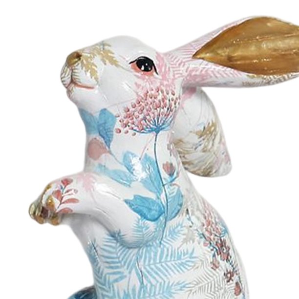 Creative Rabbit Statue Bunny Figurine Collectibles Artwork Cute Resin  Lifelike Figure Sculpture for Desktop Party Living Room Holiday Decor 