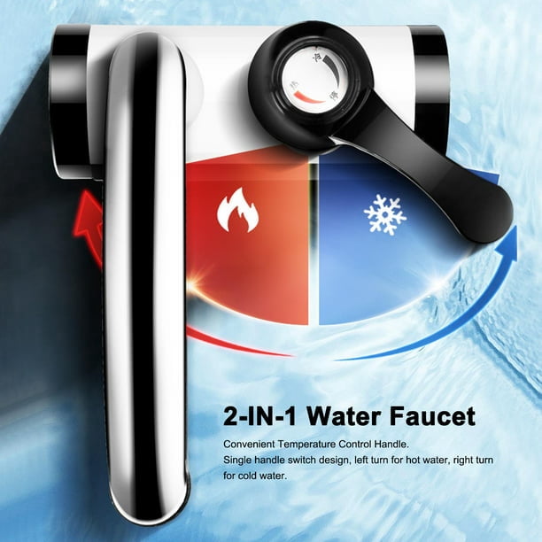  Grifo giratorio de 360°, calentador eléctrico de agua caliente  de 3 segundos, grifo caliente eléctrico de agua instantánea de acero  inoxidable de 110 V, grifo de lavabo de baño con pantalla