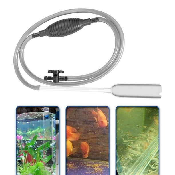 Kit de aspirador de sifón para acuario con tubos de vacío duales para  varios tamaños de tanque y una red de pescado, aspiradora de grava de  acuario