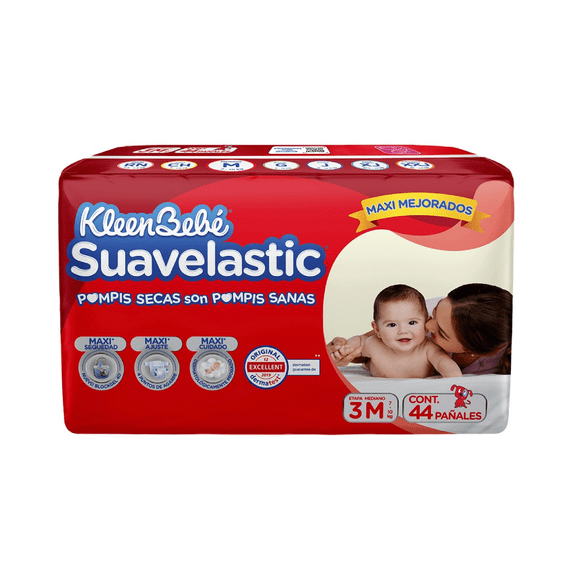 Pañales para bebe Kleenbebé Suavelastic Etapa 3 Mediano Unisex 44 Piezas