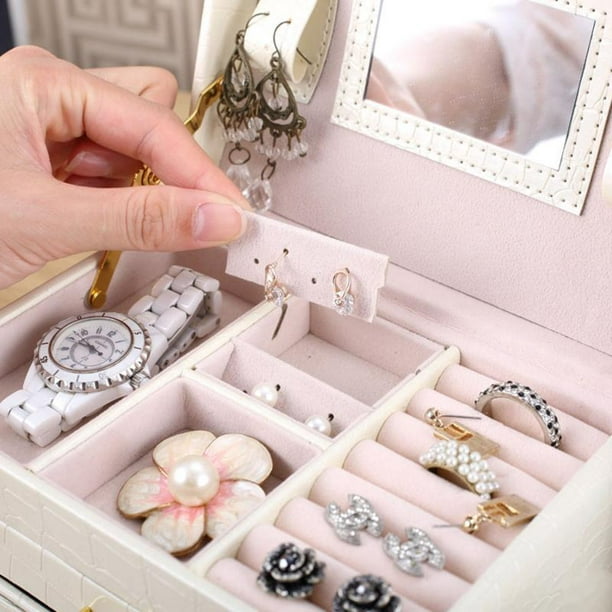 Comprar Organizador de joyas, joyero de gran capacidad de 3 capas,  pendientes, collar, anillos, soporte con maquillaje