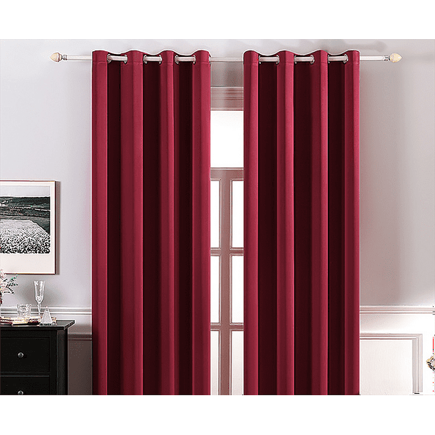 Cortinas 2 piezas de cortinas opacas gruesas cortinas perforadas con  acabado de doble cara 132 * 213 cm (rojo = ShuxiuWang 8390605810138