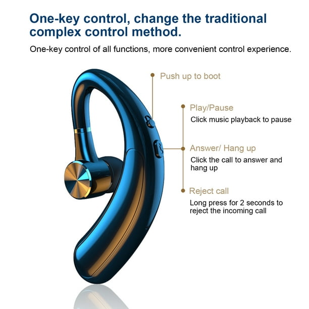 Comprar Auriculares deportivos inalámbricos con cancelación de ruido para  negocios, cascos impermeables para colgar, de un solo oído, Bluetooth 5,2