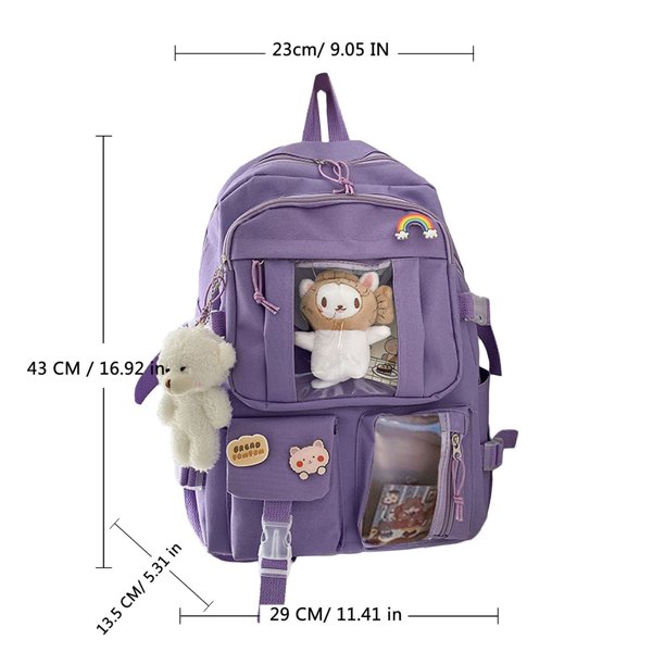 Mochila Con Oso De Peluche Y Accesorios Para Mujer Bolso