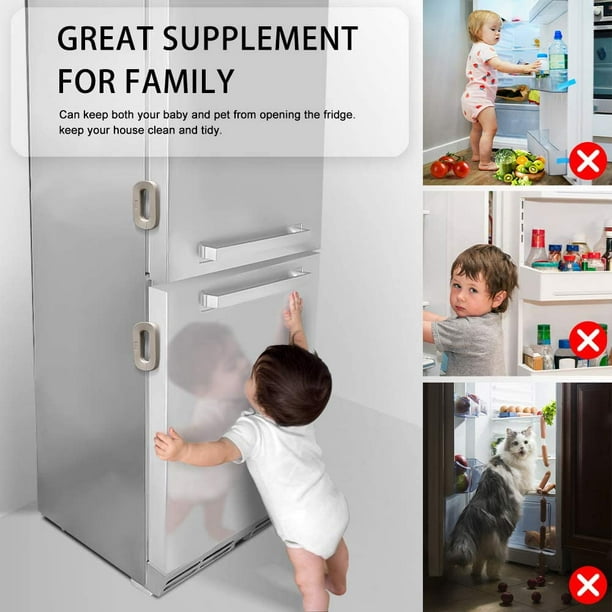 4 piezas de cerradura de puerta de refrigerador con llave candado de  congelador, cerradura de puerta de seguridad para niños, cerradura de  nevera para