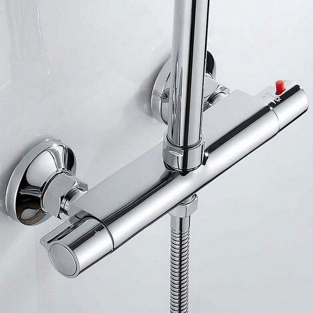 Grifo termostático para ducha con 2 caños superior e inferior, grifo  antiescaldado de latón cromado para bañera de baño Vhermosa BST3056514
