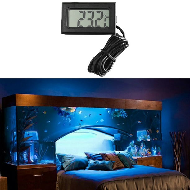 Billuyoard Mini pantalla LCD digital Termómetro para pecera Higrómetro  Acuario interior Medidor de temperatura de humedad Termómetros de acuario  negro