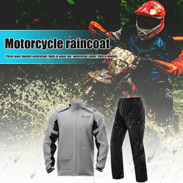 Traje De Lluvia Para Moto SULAITE Chubasquero reflectante para moto+Pantalones  con cubrezapatos Gris XXXL Ehuebsd Accesorios para autos y motos