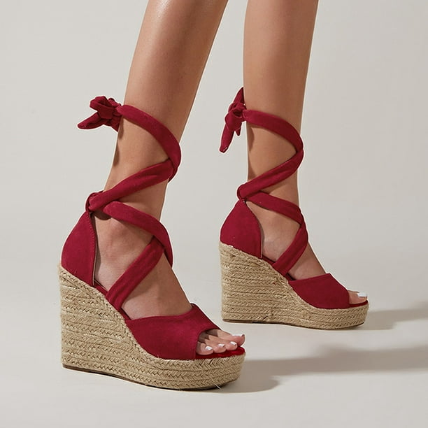 Correspondiente Completo Min Zapatos de mujer Casual Peep Toe Cuñas Super High Heels Sandalias de moda  con cordones Wmkox8yii sa4157 | Walmart en línea