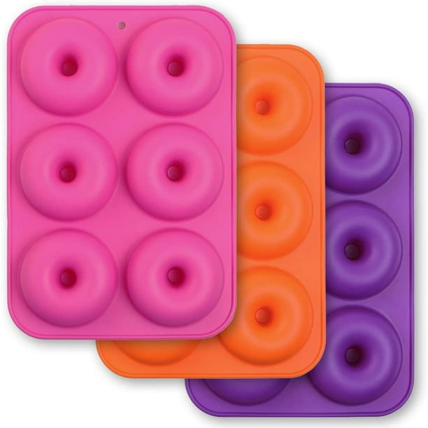 Paquete de 3 moldes de silicona antiadherentes para donuts