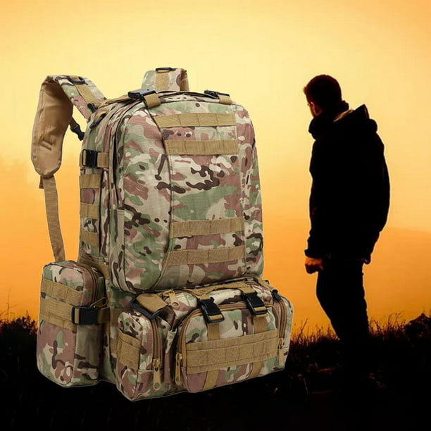 Mochila de senderismo para hombre, mochila grande del ejército, mochila  táctica militar para viajes al aire libre, campamento, Camuflaje del  bosque