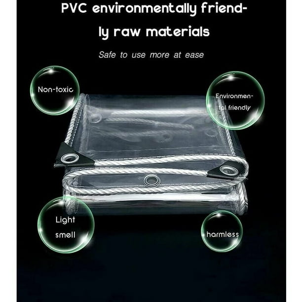 Bâche Transparente Extérieur avec Oeillets, Bâche en Plastique PVC Bâche  Imperméable Transparente Indéchirable et Coupe-Vent Bâche pour Les Plantes