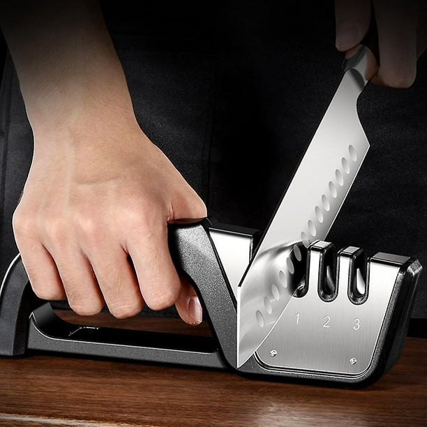 Afiladores de cuchillos para cuchillos de cocina, afilador de cuchillos de  cocina 4 en 1 de acero inoxidable, ergonómico y fácil de usar, kit de