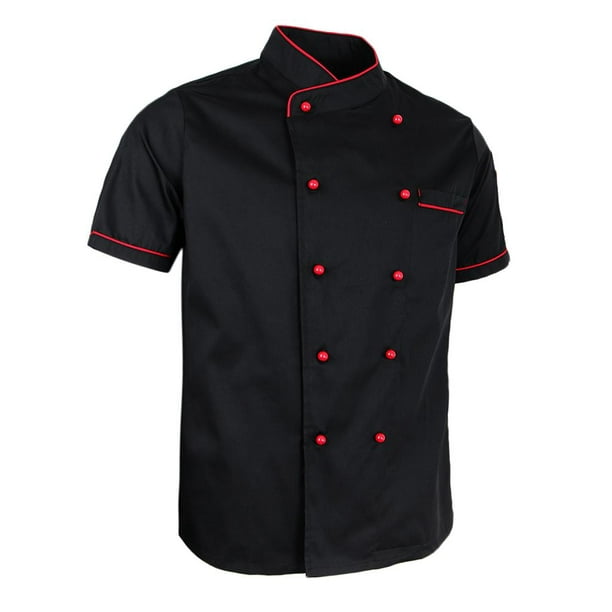 Chaqueta de manga corta, chaqueta, ropa, chaqueta, chef, de catering, trabajo Negro Chaqueta chef para hombres | línea