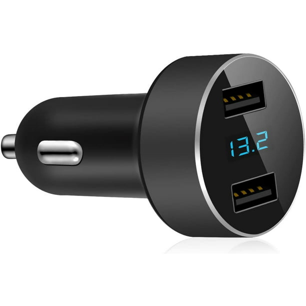  Bling - Cargador de coche doble USB con cable de carga rápida 3  en 1, adaptador de cargador de doble puerto con cable micro USB tipo C para  iPhone, Android, accesorios