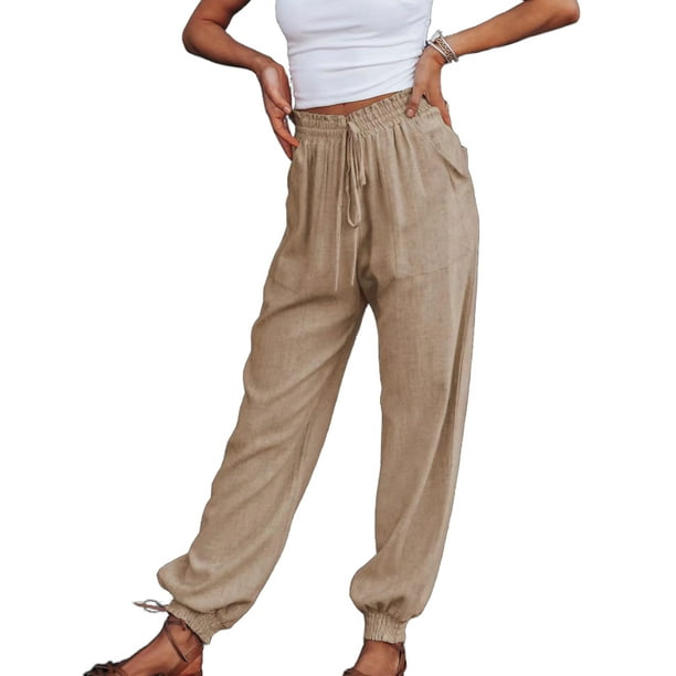 Pantalones cómodos de mujer Pantalones sueltos de algodón de moda Bolsillos  Pantalones deportivos FLhrweasw Nuevo
