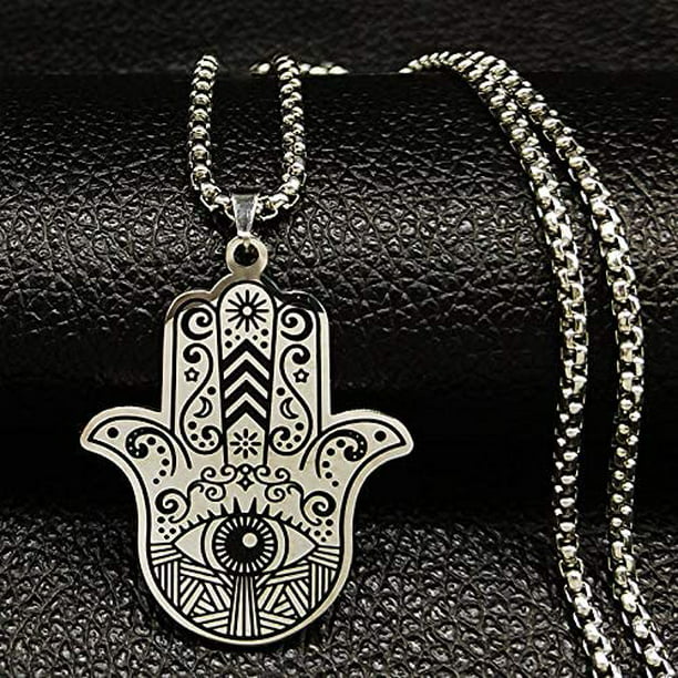 Amuletos De Proteccion Collares Para Buena Suerte Obsidiana Mano Fatima Mal  Ojo