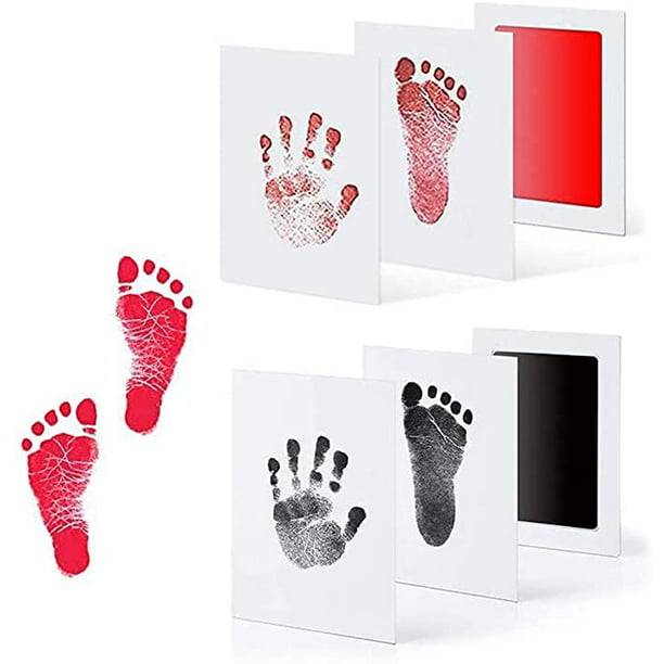 Kit de sellos con huellas de manos, kit de marco de fotos con huellas de  manos para recién nacidos, inofensivo para regalos conmemorativos para bebés  y niñas recién nacidos (negro, rojo) ER