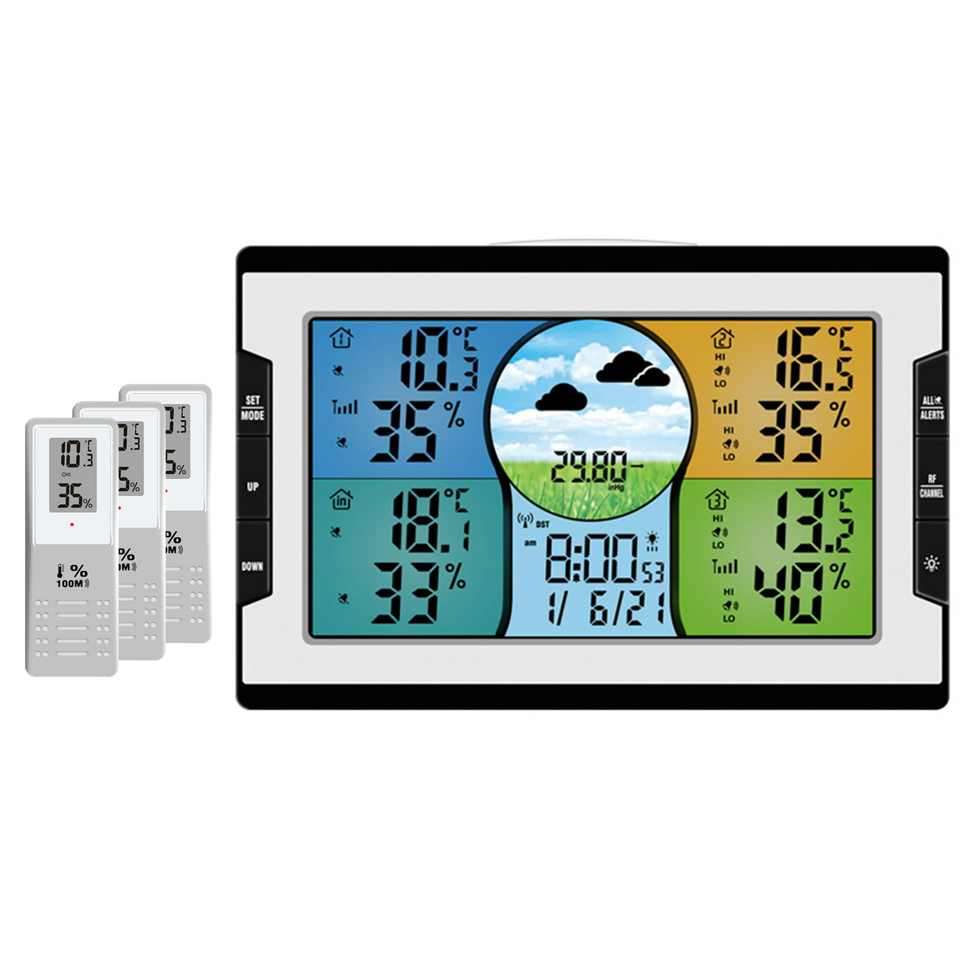 Medidor de temperatura y humedad AcuRite para hogar, con 3 sensores de  interior/exterior