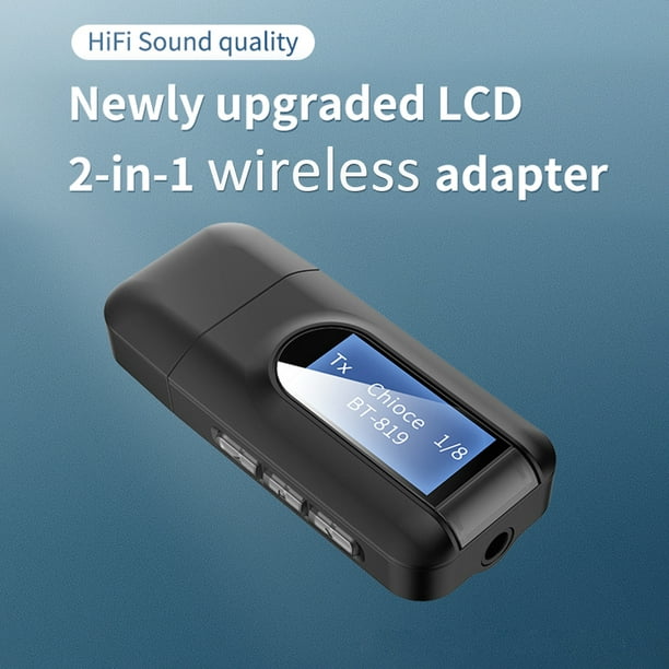 Adaptador Bluetooth 5,0, receptor inalámbrico con pantalla LCD, USB,  transmisor de Audio y música para