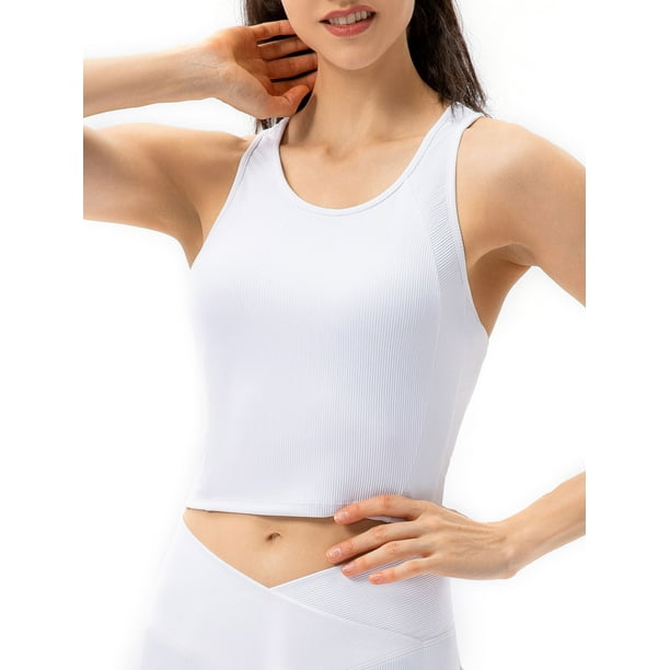 Camisetas sin mangas de yoga para mujer con sujetador incorporado Crop Sports | Walmart en línea
