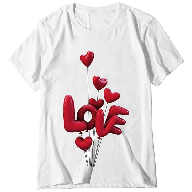  Tee Day Love Blusa para mujer, camiseta de manga estampada para  mujer, camiseta corta con corazón de San Valentín, camiseta blanca de manga  larga para mujer (blanco, L) : Ropa, Zapatos