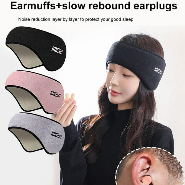 Orejeras para dormir. Máscara de lujo con orejeras para dormir. Amortigua  los sonidos en ambientes ruidosos, de ronquidos o mientras viajas. Negro