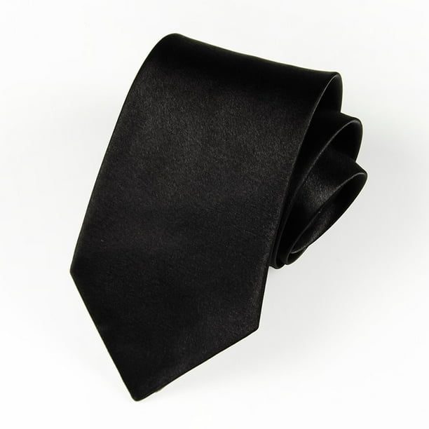 tiemart Corbata negra sólida para hombre, Negro 