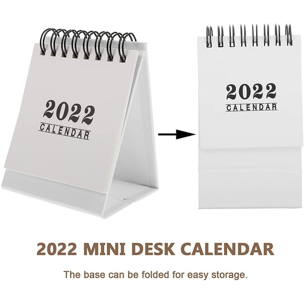 2022 Calendario de escritorio Mini Calendarios de mesa de pie Bobina de  escritorio Diy Bloc de notas Organizador de agenda anual Planificador de  horarios para la escuela, el hogar, la oficina 