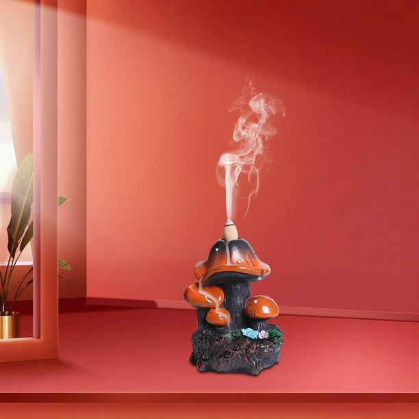Quemador de incienso, esmalte de cerámica, cono de incienso, soporte de  reflujo de humo, figura de decoración del hogar, bronce rojo, dorado, 3.9 x