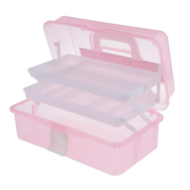 Caja de almacenamiento plegable de tres capas de 12 pulgadas, estuche de  manualidades de arte, caja de herramientas portátil para costura,  maquillaje