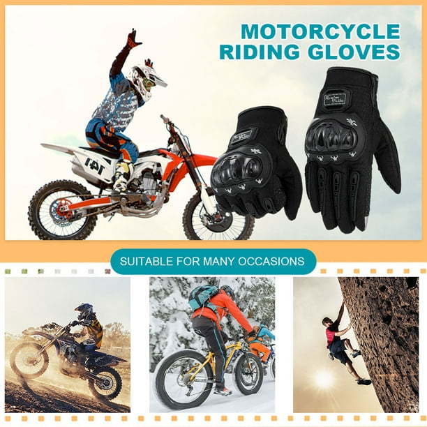 Guantes de motociclista Guantes de moto de cuero antideslizantes Durables  para BMX ATV Road Racing Hugtrwg Accesorios para autos y motos