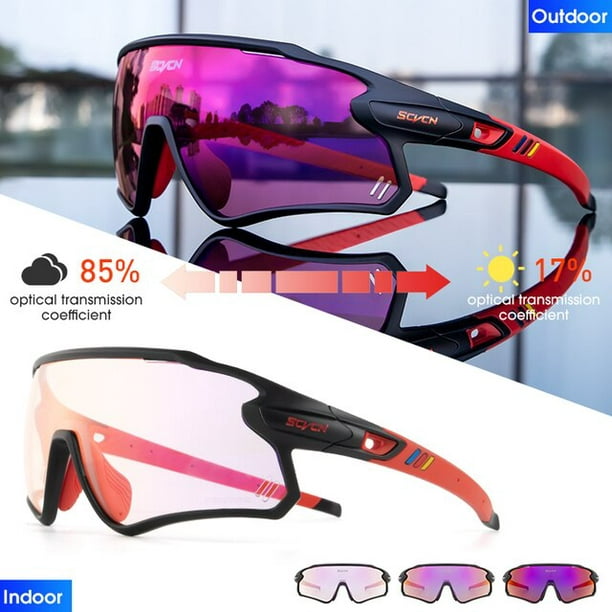 SCVCN-gafas fotocromáticas de ciclismo para hombre y mujer, lentes de sol  deportivas para correr y montar en bicicleta de montaña, color rojo y azul,  UV400 qiuyongming unisex