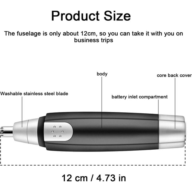 Recortadora de pelo indolora para orejas y nariz, afeitadora eléctrica para  pelo de nariz, cortapelos faciales portátil para hombres, removedor de pelo  de nariz con pilas Rojo Verde