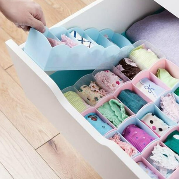 Caja de almacenamiento de calcetines, organizador de cajones de plástico, organizador  de ropa interior, diseño elevado