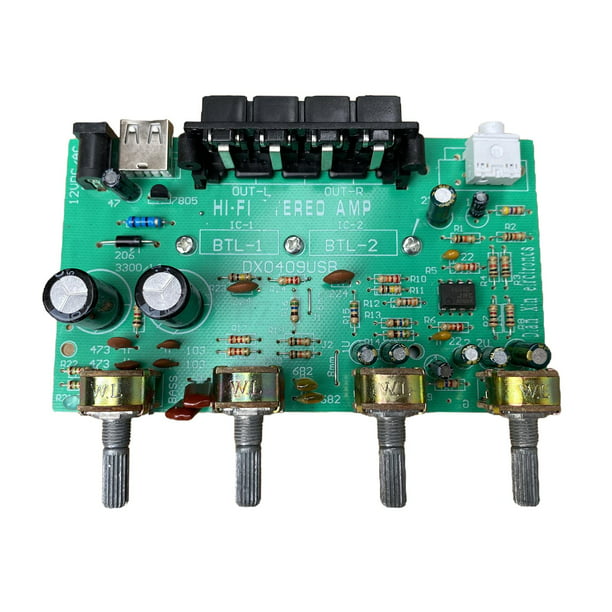 nuez científico compuesto DX0409 100W Dual Channel Amplificador Estéreo de Audio Digital Tablero DC  12V perfke Tarjeta de amplificador estéreo de audio | Walmart en línea