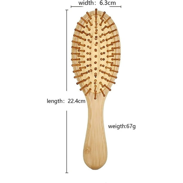Paquete de 2 cepillos de madera natural para desenredar el cuero cabelludo,  peine de masaje de bambú para el cabello, cepillo de cerdas de madera