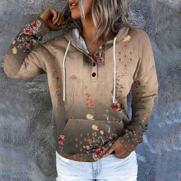 puntoco mujer moda impreso blusa manga larga tops sudadera bolsillos con capucha puntoco puntoco1