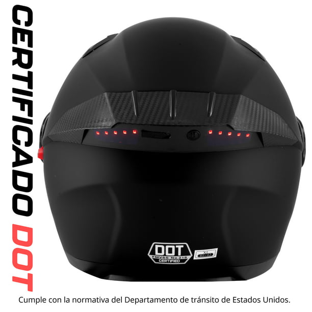 Casco de Moto Abatible Con Lente Interno Negro Mate DOT - Tienda Moto Rider  México