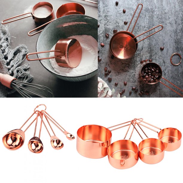 Set Cucharas y Tazas Medidoras Plastico x 8 u. Rose Gold