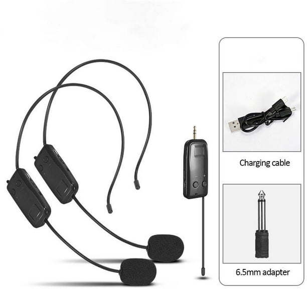 Sistema de altavoz de auriculares inalámbricos para micrófono: UHF Fitness  Head Mic - Amplificador de voz profesional Micrófonos para hablar - Con